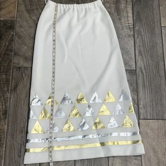 Vintage Dalton cream Gold & silver Embellished Maxi Skirt - Picture 5 of 7